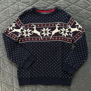 EUC Toddler Boy’s Navy, White and Red Fairisle Print Sweater. Crown and Ivy